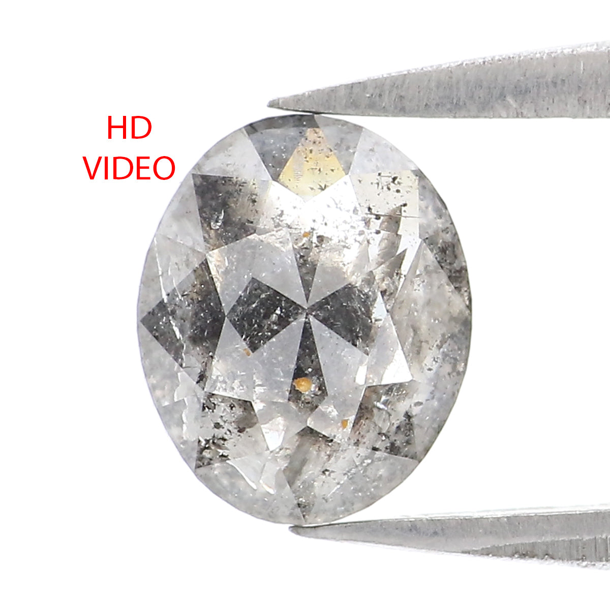 Natural Loose Oval Salt And Pepper Diamond Black Grey Color 1.03 CT 7.31 MM Oval Shape Rose Cut Diamond L2208