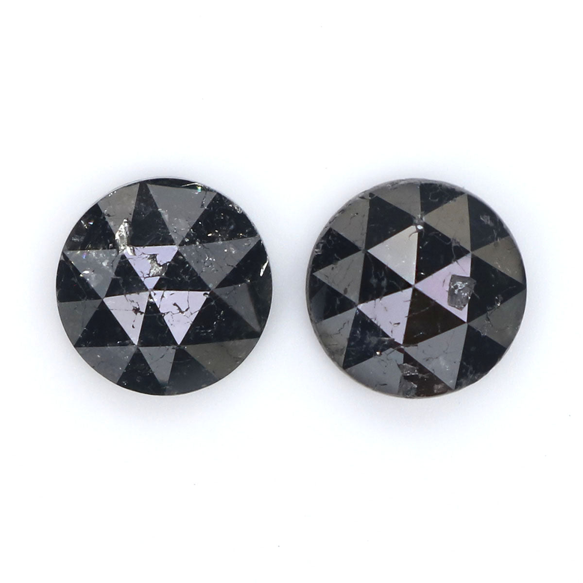 3.00 CT Natural Loose Round Rose Cut Pair Diamond Black Color Round Shape Diamond 7.30 MM Natural Black Color Round Rose Cut Diamond KQ2435