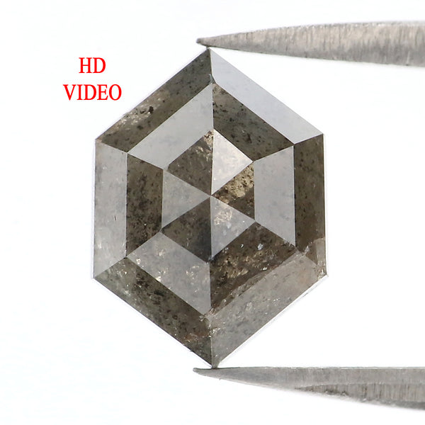 Natural Loose Hexagon Diamond Green Grey Color 2.12 CT 9.60 MM Hexagon Shape Rose Cut Diamond L7878
