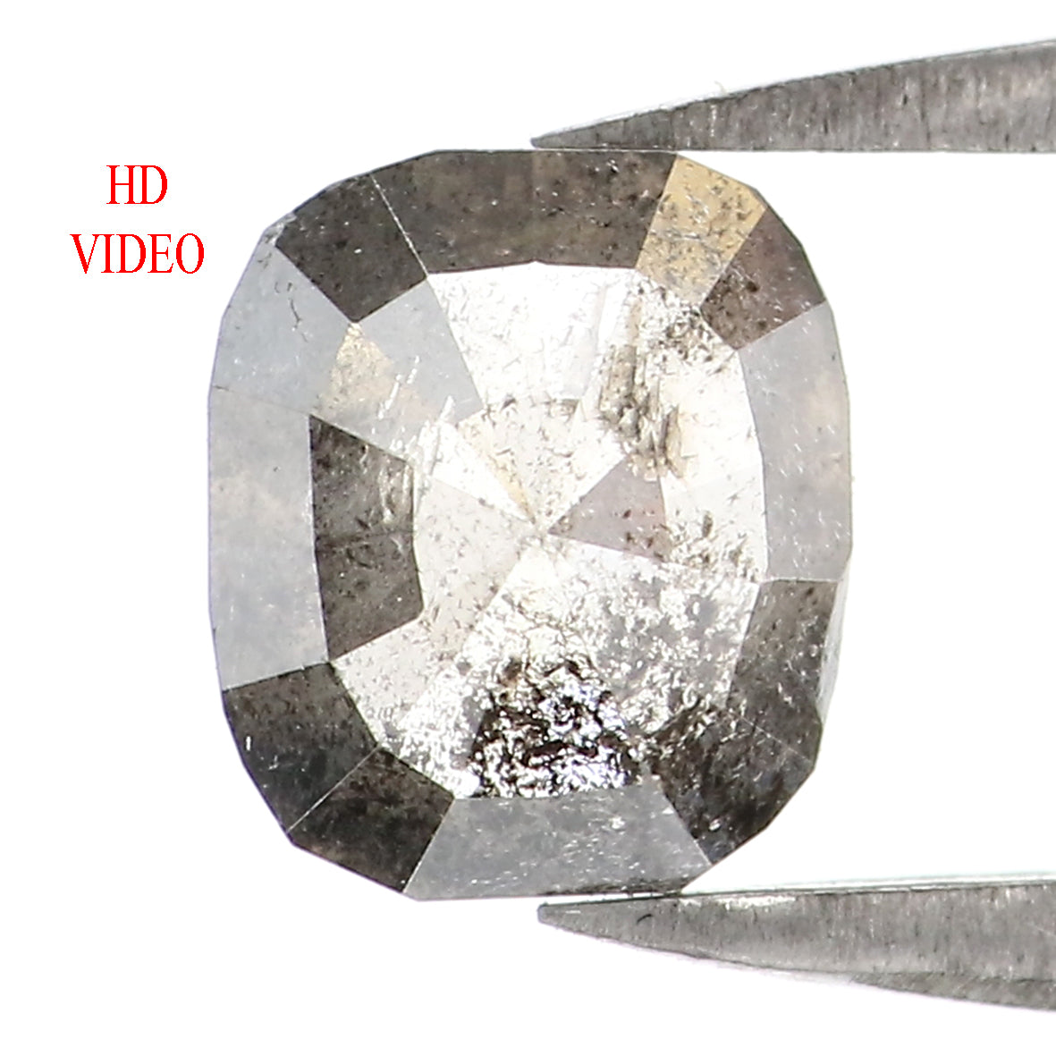 0.74 CT Natural Loose Cushion Shape Diamond Salt And Pepper Cushion Cut Diamond 6.40 MM Natural Black Grey Cushion Rose Cut Diamond LQ1784