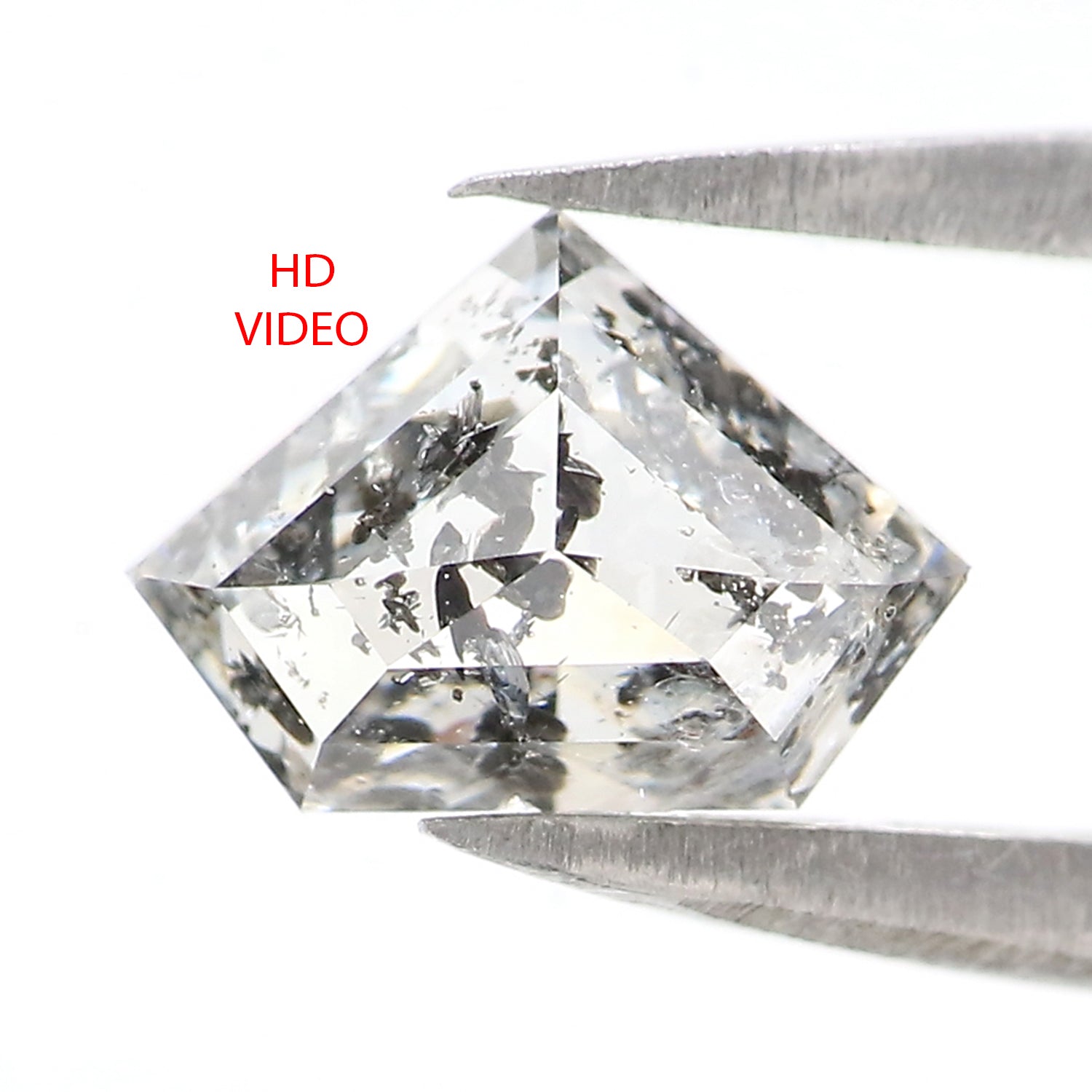 Natural Loose Shield Salt And Pepper Diamond Black Grey Color 1.12 CT 5.62 MM Shield Shape Rose Cut Diamond KDL2593