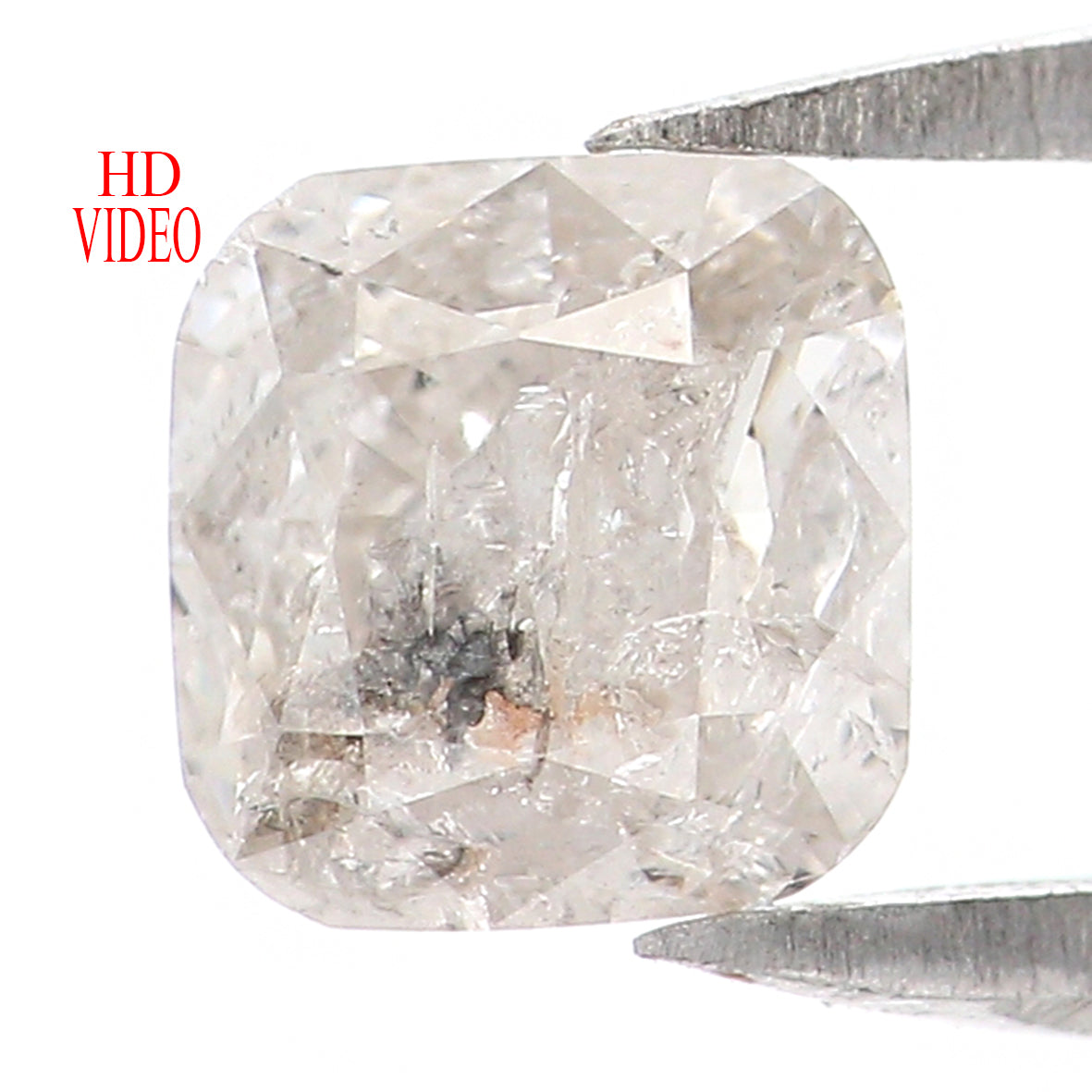 0.97 CT Natural Loose Cushion Shape Diamond Salt And Pepper Cushion Diamond 5.20 MM Natural Grey Color Cushion Brilliant Cut Diamond LQ7410