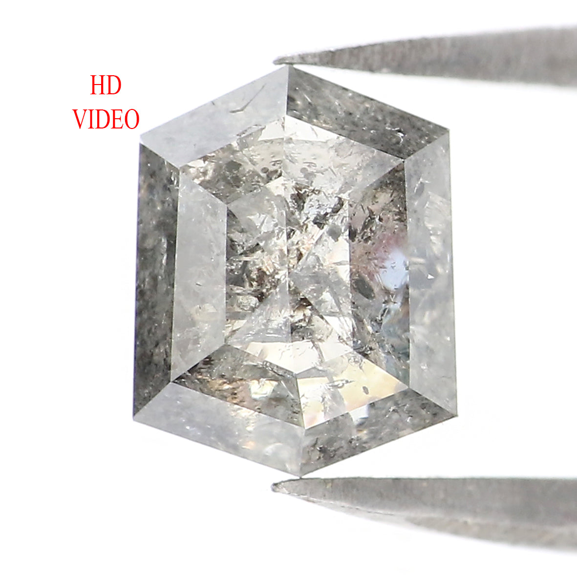 1.30 CT Natural Loose Hexagon Cut Diamond Salt And Pepper Hexagon Diamond 7.55 MM Natural Loose Black Grey Color Hexagon Cut Diamond QL2058