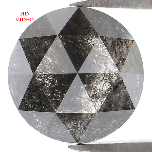Natural Loose Round Rose Cut Salt And Pepper Diamond Black Grey Color 2.12 CT 8.20 MM Rose Cut Shape Diamond KDL1534