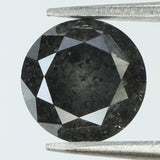 1.25 Ct Natural Loose Diamond Round Black Grey Salt And Pepper Color I3 Clarity 6.40 MM KDL8301