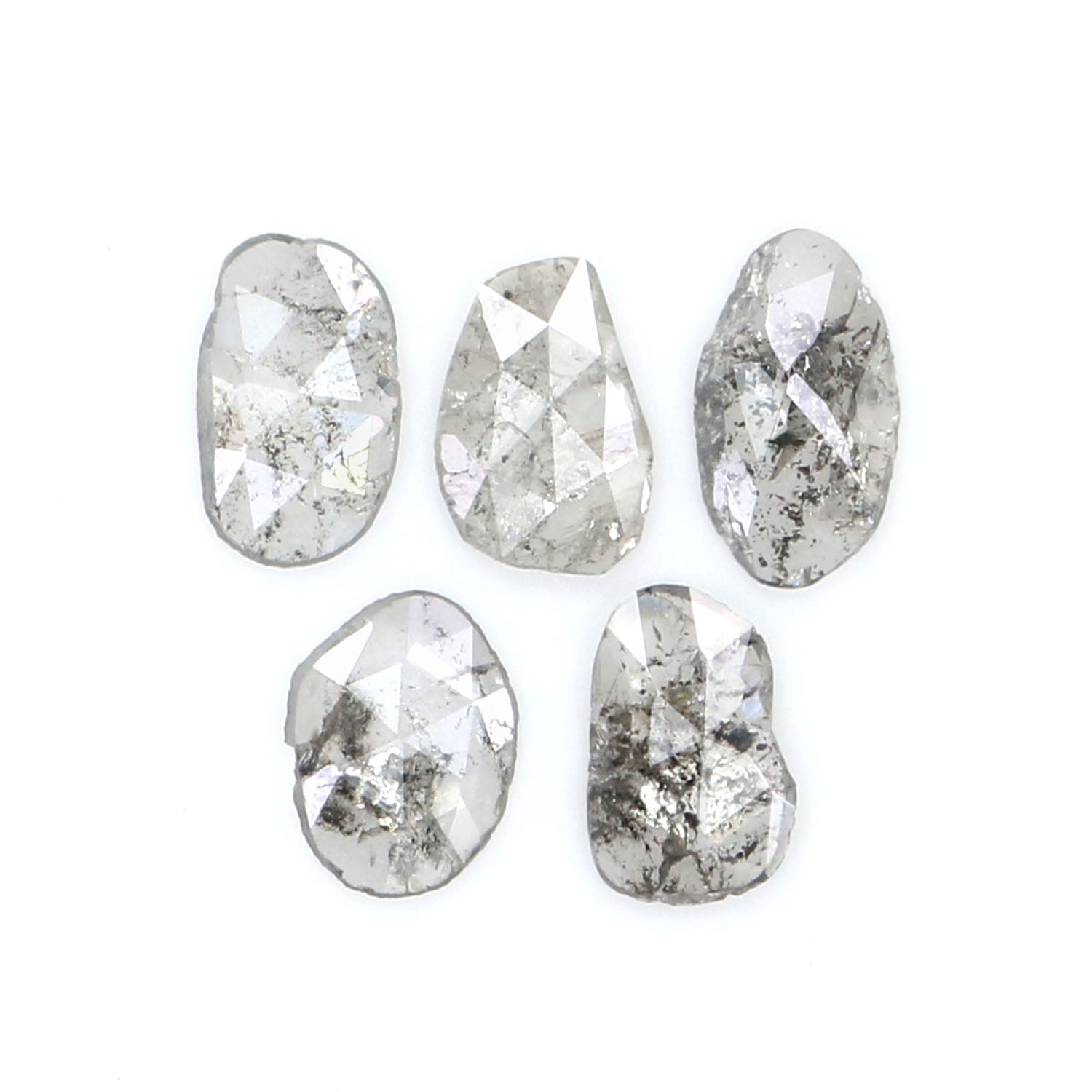 1.04 Ct Natural Loose Slice Shape Diamond Salt And Pepper Slice Cut Diamond 5.50 MM Natural Black Grey Color Slice Rose Cut Diamond LQ2520