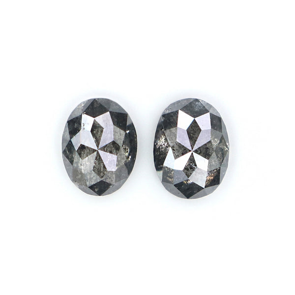 Natural Loose Oval Salt And Pepper Diamond Black Grey Color 0.60 CT 4.76 MM Oval Shape Rose Cut Diamond L2558