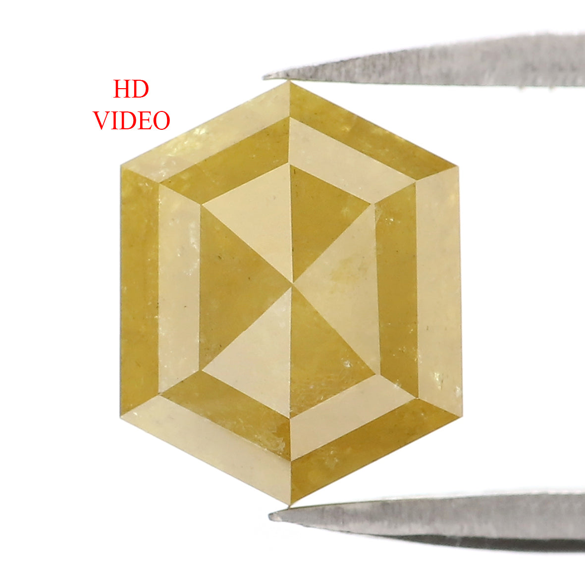 Natural Loose Hexagon Yellow Color Diamond 2.77 CT 8.93 MM Hexagon Shape Rose Cut Diamond L2090