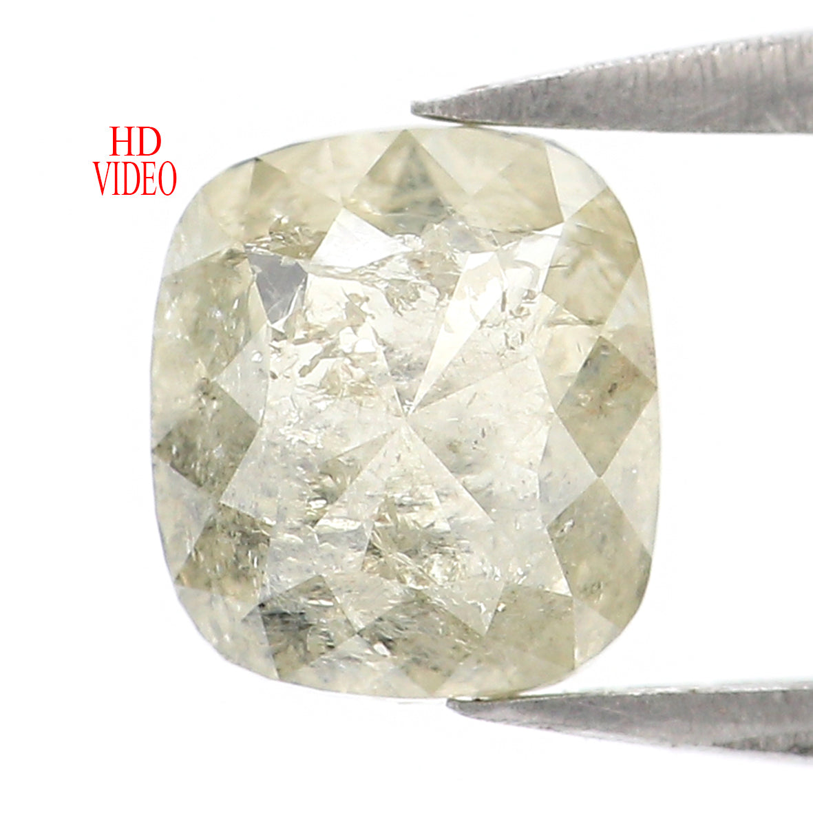 Natural Loose Cushion Salt And Pepper Diamond Grey Color 1.40 CT 6.60 MM Cushion Shape Rose Cut Diamond KR1842