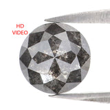 Natural Loose Round Rose Cut Salt And Pepper Diamond Black Grey Color 1.35 CT 6.85 MM Rose Cut Shape Diamond L827