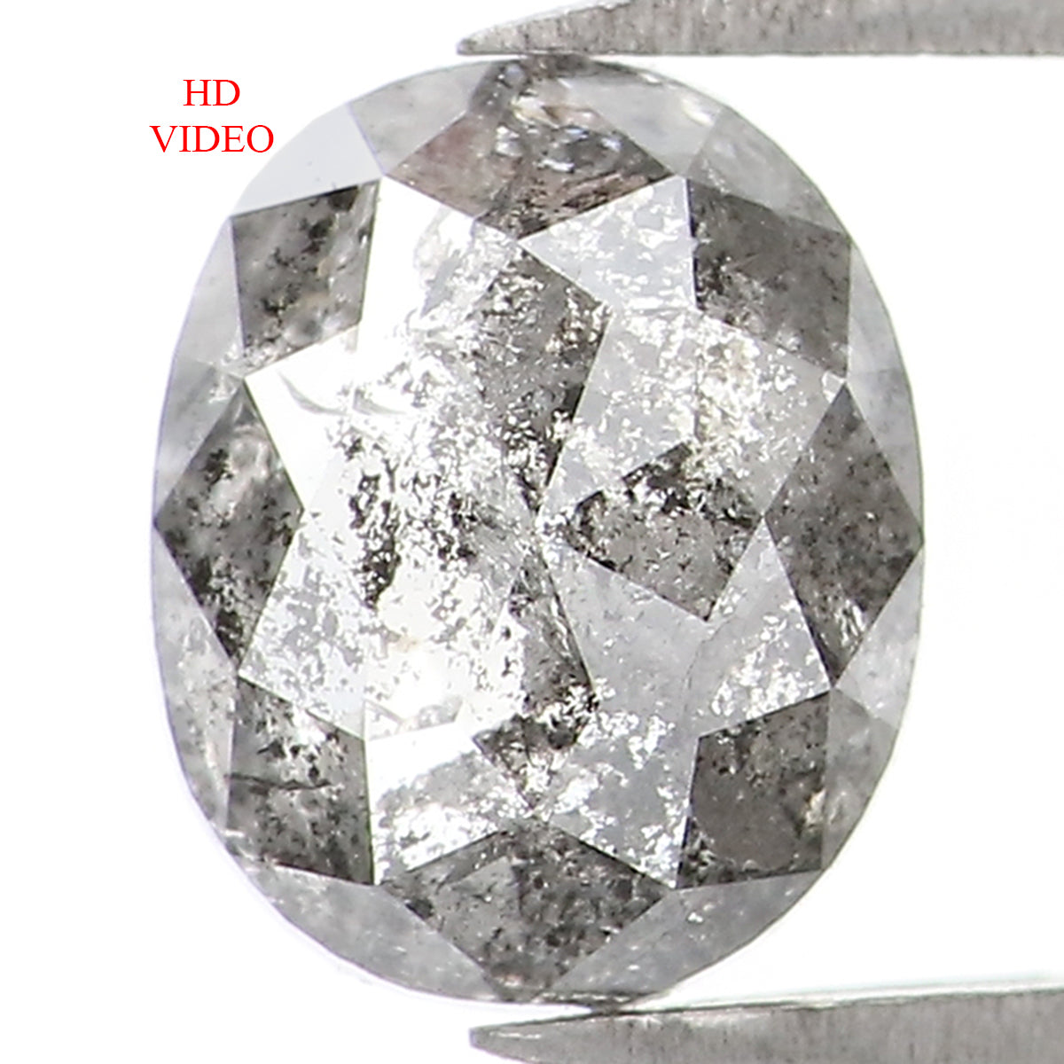 1.17 CT Natural Loose Oval Shape Diamond Salt And Pepper Oval Rose Cut Diamond 6.95 MM Black Grey Color Oval Shape Rose Cut Diamond QL1540
