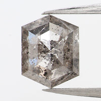 0.49 CT Natural Loose Diamond, Hexagon Cut Diamond, Salt and Pepper Diamond, Black Diamond, Grey Diamond, Rustic Rose Cut Diamond KDL493