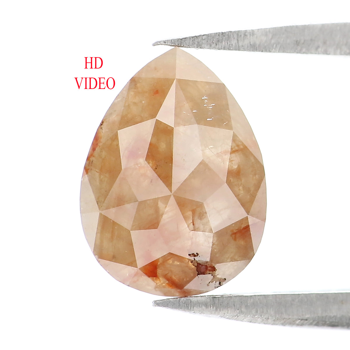 1.50 CT Natural Loose Pear Shape Diamond Yellow Color Pear Cut Diamond 9.45 MM Natural Brown Color Diamond Pear Rose Cut Diamond LQ2689