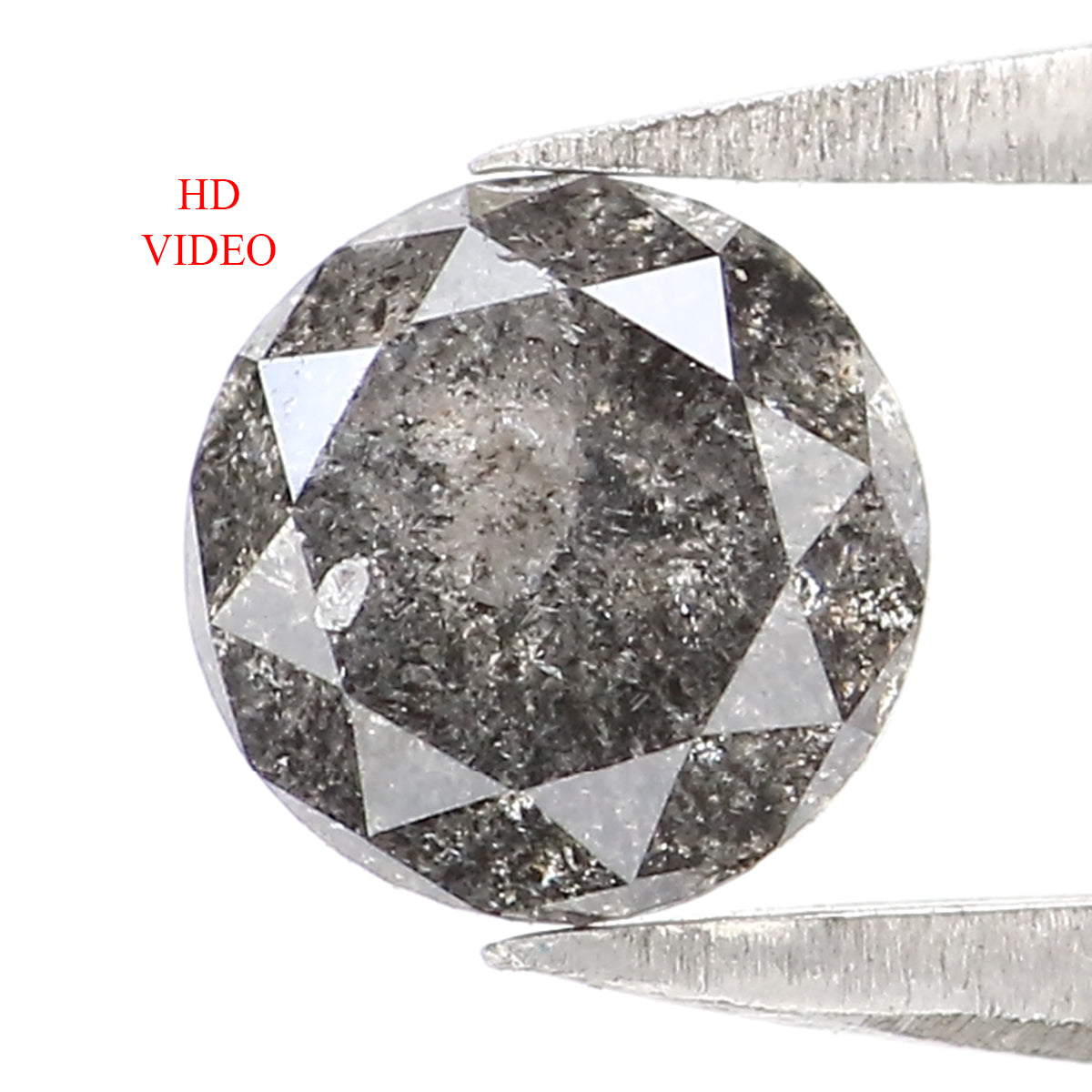 Natural Loose Round Salt And Pepper Diamond Black Grey Color 0.65 CT 5.25 MM Round Brilliant Cut Diamond L041