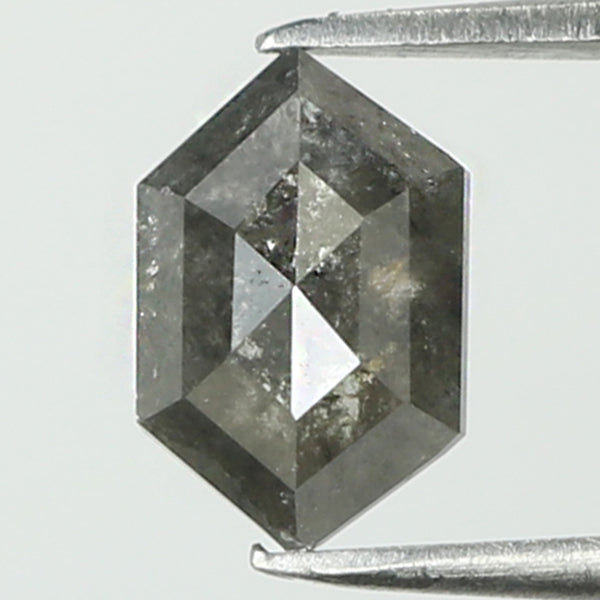 0.70 CT Natural Loose Hexagon Shape Diamond Salt And Pepper Hexagon Cut Diamond 7.05 MM Natural Black Grey Hexagon Rose Cut Diamond QL8153