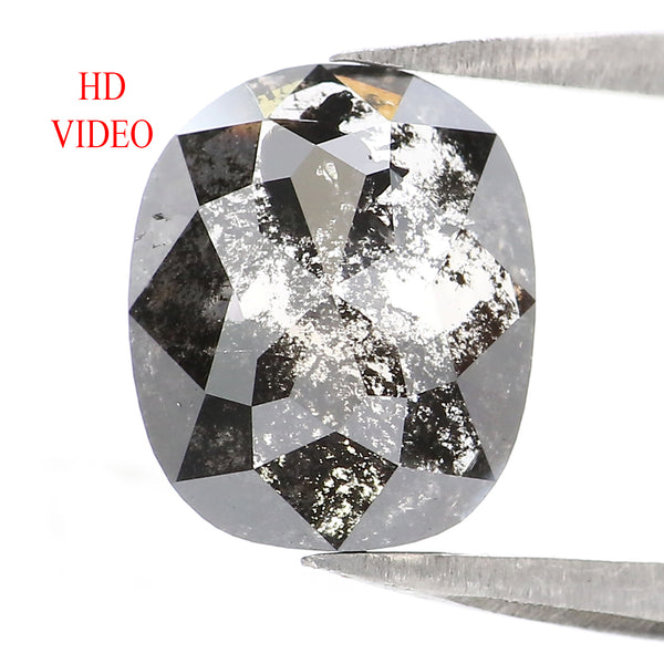 Natural Loose Oval Salt And Pepper Diamond Black Grey Color 2.22 CT 8.74 MM Oval Shape Rose Cut Diamond KDL2070