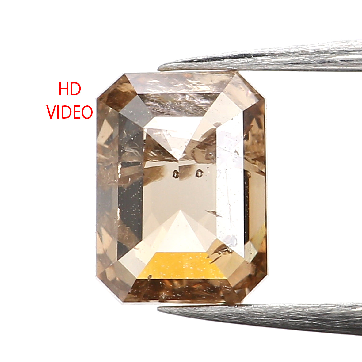 0.87 Ct Natural Loose Diamond, Emerald Cut Diamond, Brown Diamond, Polished Diamond, Rose Cut Diamond, Rustic Diamond, Antique Diamond KDL060