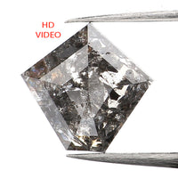 1.10 CT Natural Loose Diamond, Pentagon Cut Diamond, Salt And Pepper Diamond, Black Gray Diamond, Pentagon Shape, Rose Cut Diamond, KDL601