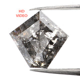 1.10 CT Natural Loose Diamond, Pentagon Cut Diamond, Salt And Pepper Diamond, Black Gray Diamond, Pentagon Shape, Rose Cut Diamond, KDL601