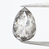0.39 CT Natural Loose Diamond, Pear Cut Diamond, Salt And Pepper Diamond, Black Diamond, Grey Diamond, Real Galaxy Rose Cut Diamond KDL280
