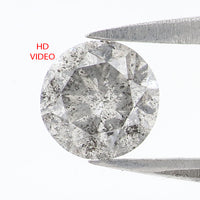 Natural Loose Round Salt And Pepper Diamond Black Grey Color 0.71 CT 5.48 MM Round Brilliant Cut Diamond L2565