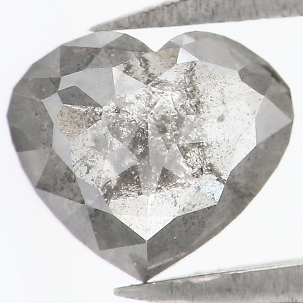 Natural Loose Heart Salt And Papper Diamond Black Grey Color 0.49 CT 4.85 MM Heart Shape Rose Cut KDL1633