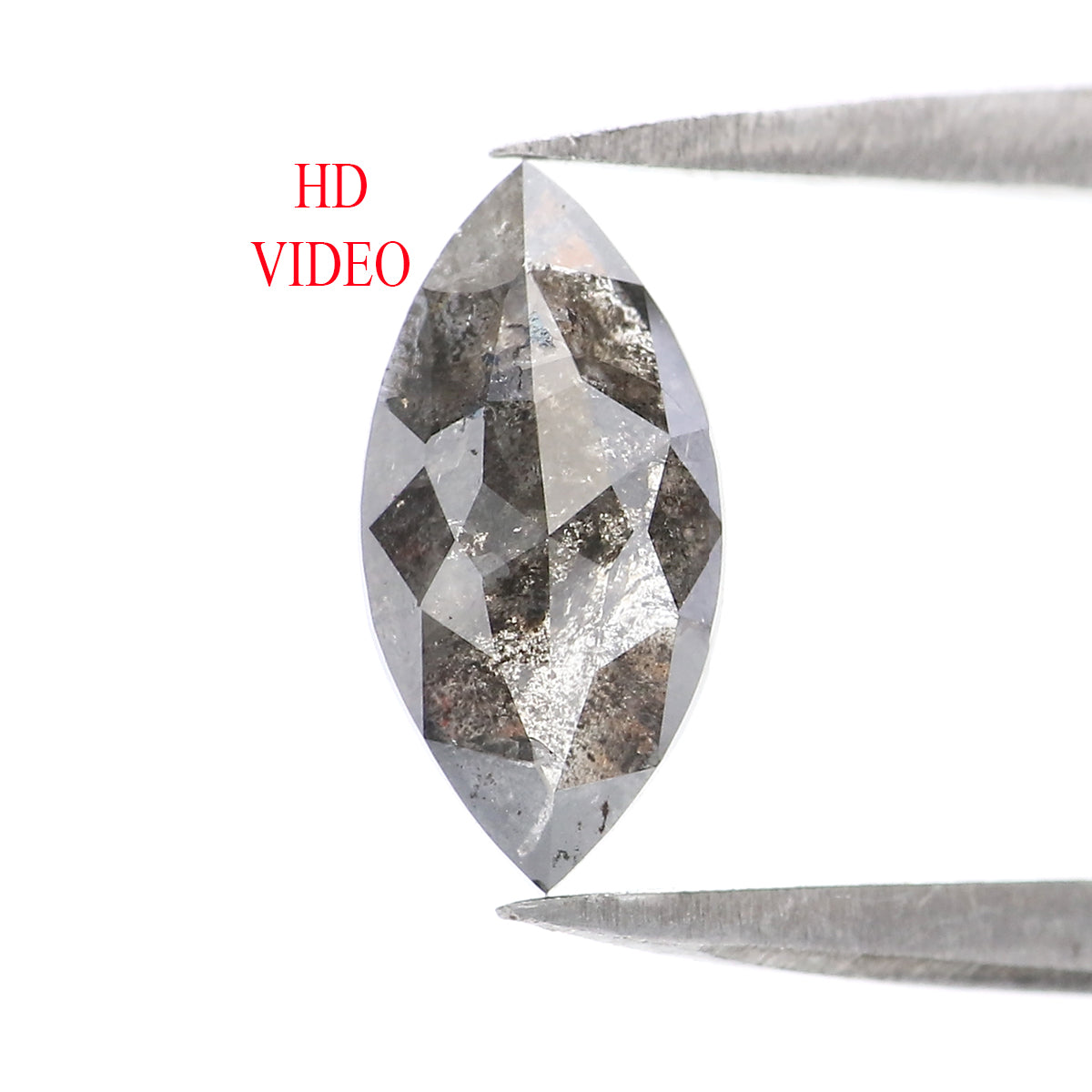 Natural Loose Marquise Salt And Pepper Diamond Black Grey Color 0.88 CT 9.47 MM Marquise Shape Rose Cut Diamond L2160