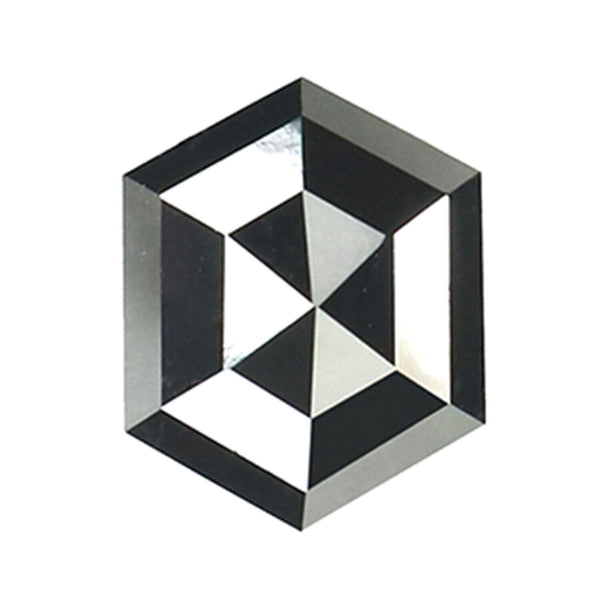 Natural Loose Hexagon Diamond Black Color 1.35 CT 7.20 MM Hexagon Shape Rose Cut Diamond KDL9787