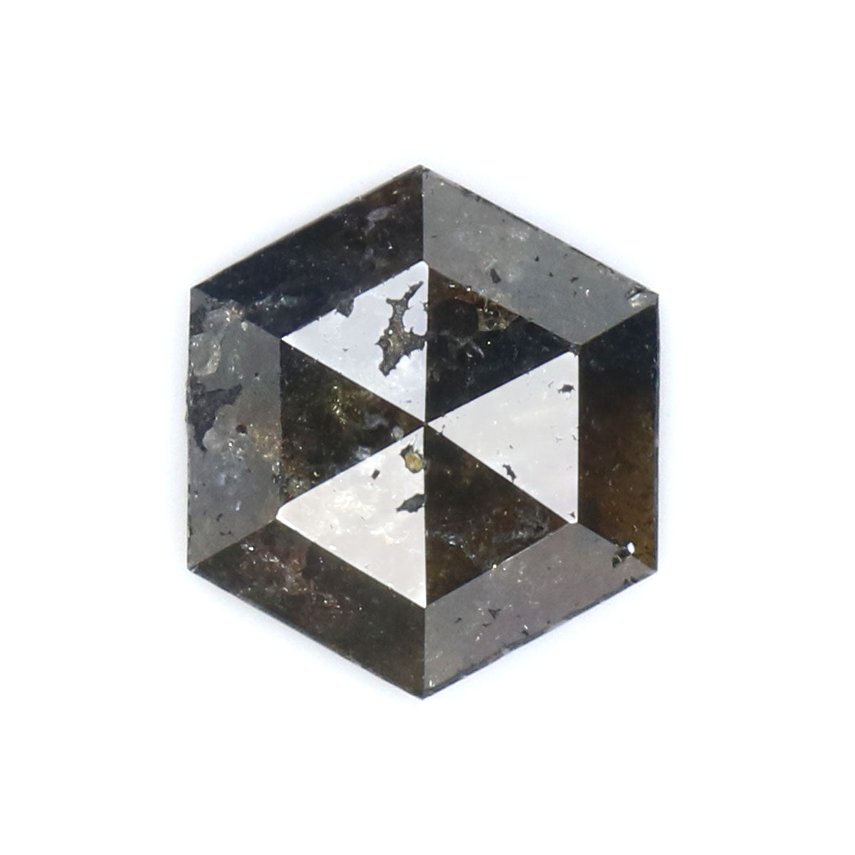 2.36 CT Natural Loose Hexagon Shape Diamond Brown Color Hexagon Cut Diamond 10.45 MM Natural Black Color Hexagon Rose Cut Diamond KQ1556