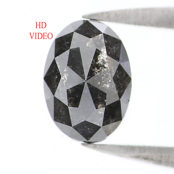 Natural Loose Oval Salt And Pepper Diamond Black Grey Color 1.08 CT 7.25 MM Oval Shape Rose Cut Diamond L1933