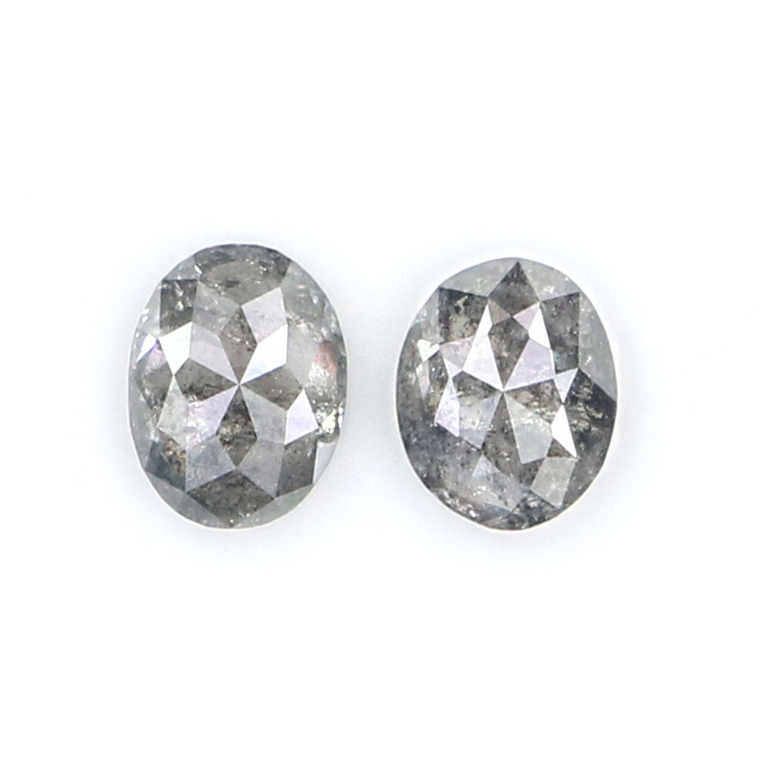 0.67 CT Natural Loose Oval Cut Pair Diamond Black Grey Color Oval Shape Diamond 4.80 MM Natural Salt And Pepper Oval Rose Cut Diamond QL2528