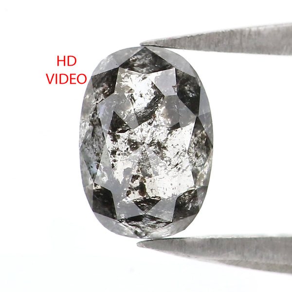 Natural Loose Oval Salt And Pepper Diamond Black Grey Color 0.74 CT 6.24 MM Oval Shape Rose Cut Diamond L2314