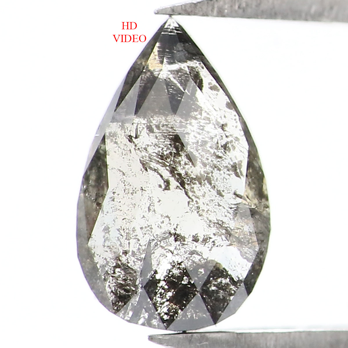 0.62 CT Natural Loose Pear Shape Diamond Salt And Pepper Pear Rose Cut Diamond 8.20 MM Natural Black Grey Color Pear Shape Diamond QL1574