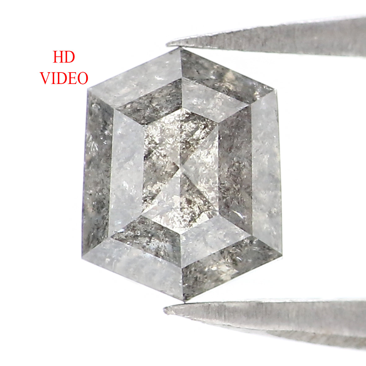 1.00 CT Natural Loose Hexagon Shape Diamond Salt And Pepper Hexagon Cut Diamond 6.45 MM Natural Black Grey Hexagon Rose Cut Diamond QL2077