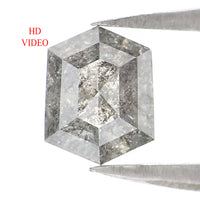 Natural Loose Hexagon Salt And Pepper Diamond Black Grey Color 1.00 CT 6.43 MM Hexagon Shape Rose Cut Diamond KDL2077