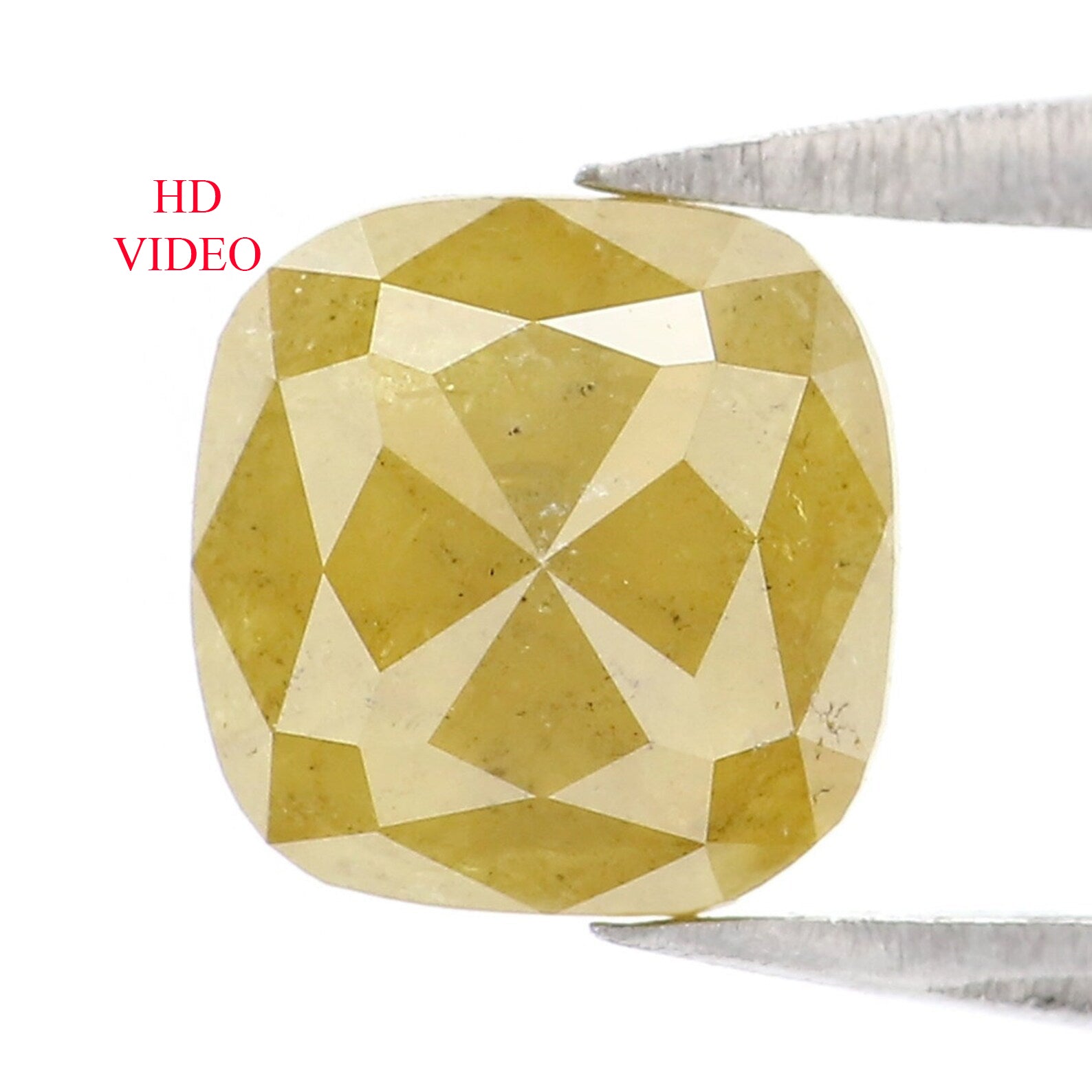 1.37 CT Natural Loose Cushion Shape Diamond Yellow Color Cushion Cut Diamond 6.40 MM Natural Yellow Diamond Cushion Rose Cut Diamond KQ2259