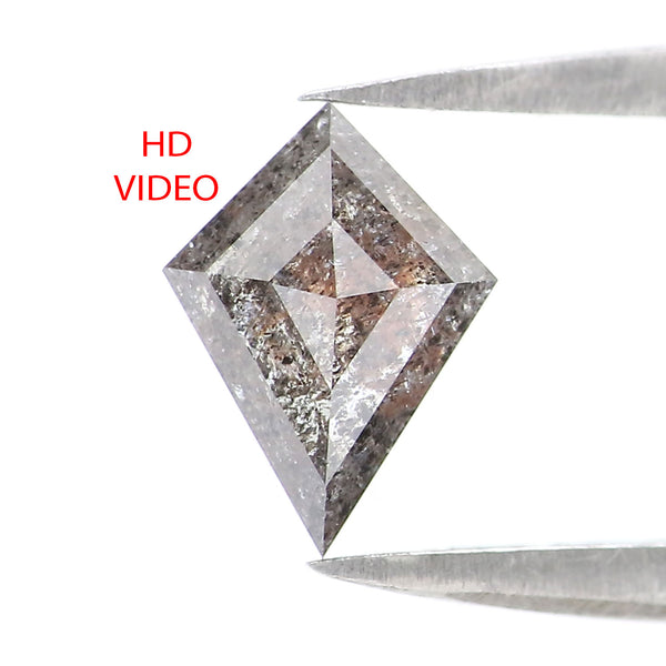 Natural Loose Kite Salt And Pepper Diamond Black Grey Color 0.72 CT 8.15 MM Kite Shape Rose Cut Diamond KDL2538
