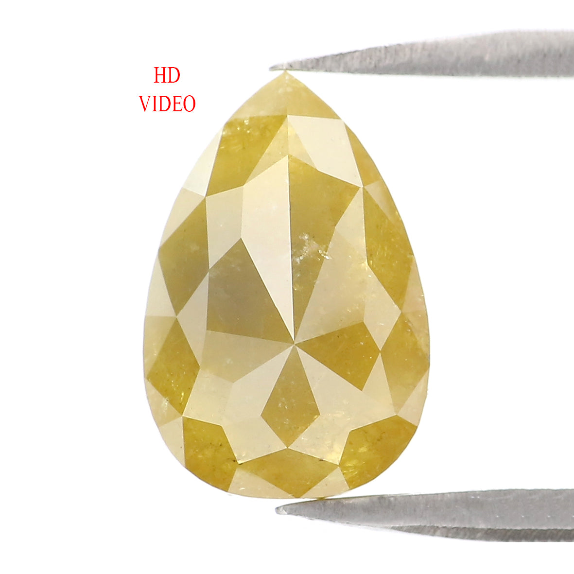 Natural Loose Pear Yellow Color Diamond 2.16 CT 9.99 MM Pear Shape Rose Cut Diamond L2089