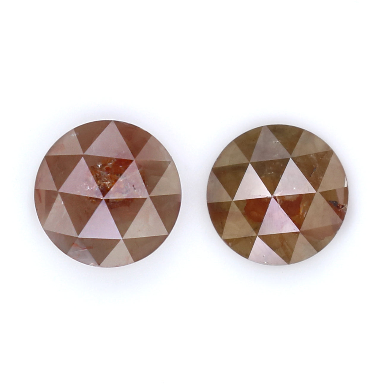 1.44 CT Natural Loose Round Rose Cut Pair Diamond Brown Color Round Cut Diamond 5.40 MM Natural Grey Diamond Round Rose Cut Diamond LQ7792