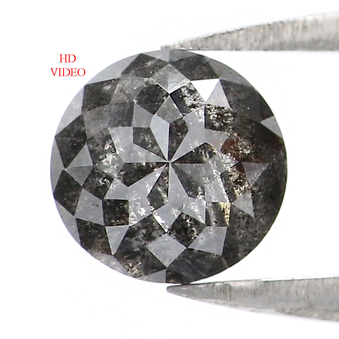 1.06 Ct Natural Loose Round Rose Cut Diamond Salt and Pepper Round Shape Diamond 5.80 MM Natural Black Gray Color Rose Cut Diamond KQ2092