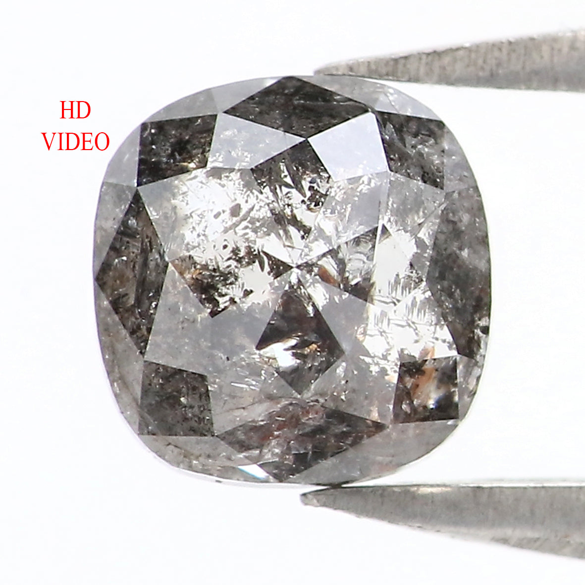 0.96 CT Natural Loose Cushion Shape Diamond Salt And Pepper Cushion Shape Diamond 5.70 MM Black Grey Color Cushion Rose Cut Diamond LQ2095