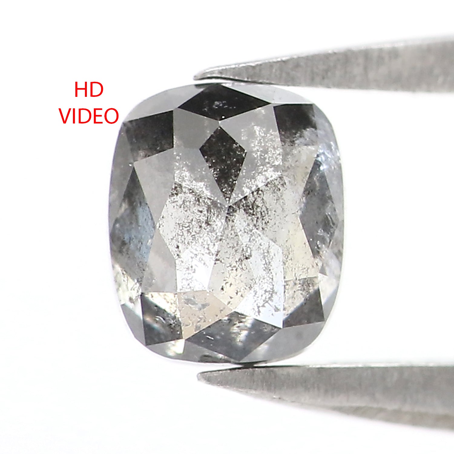 0.61 CT Natural Loose Cushion Shape Diamond Salt And Pepper Cushion Shape Diamond 5.20 MM Black Grey Color Cushion Rose Cut Diamond QL2717