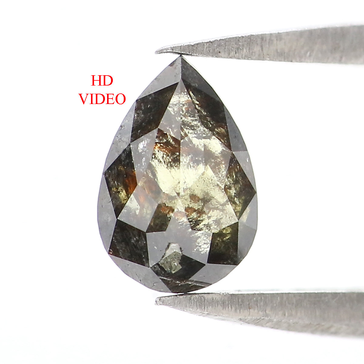 Natural Loose Pear Diamond, Salt And Pepper Pear Diamond, Natural Loose Diamond, Pear Rose Cut Diamond, 0.61 CT Pear Cut Diamond KDL2732