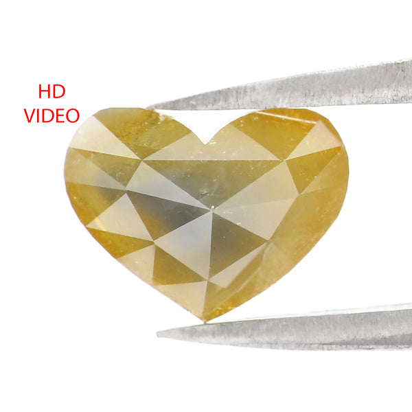 Natural Loose Heart Yellow Color Diamond 2.34 CT 7.34 MM Heart Shape Rose Cut Diamond L2694