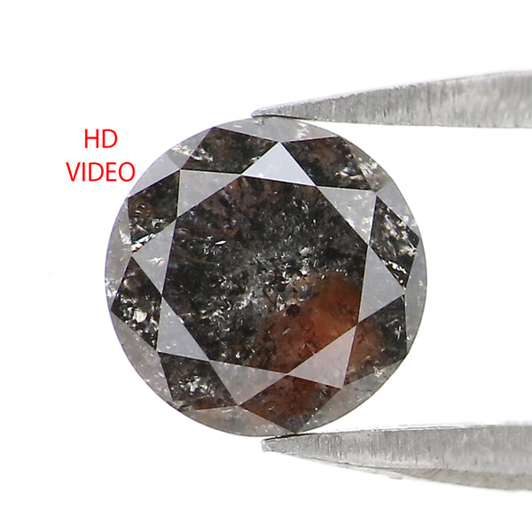Natural Loose Round Diamond Black Brown Color 0.89 CT 5.83 MM Round Brilliant Cut Shape Diamond L2564