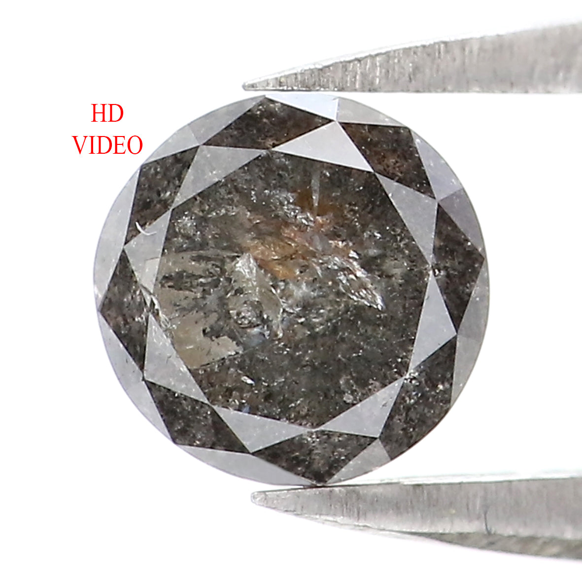 0.84 CT Natural Loose Round Shape Diamond Black Grey Color Round Cut Diamond 5.50 MM Salt And Pepper Round Brilliant Cut Diamond LQ8031