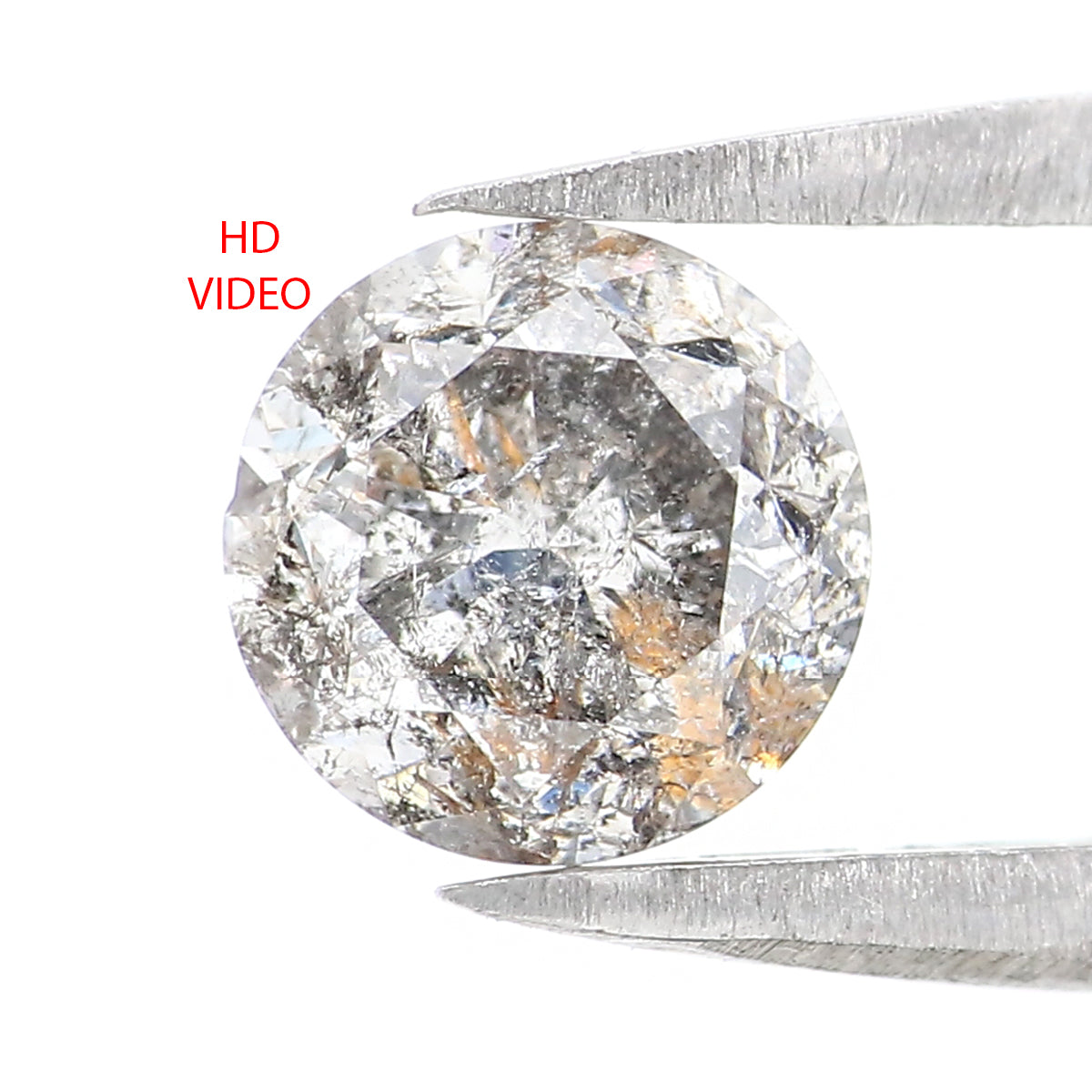 1.11 CT Natural Loose Round Shape Diamond Black Grey Color Round Cut Diamond 6.15 MM Salt And Pepper Round Brilliant Cut Diamond QL2606