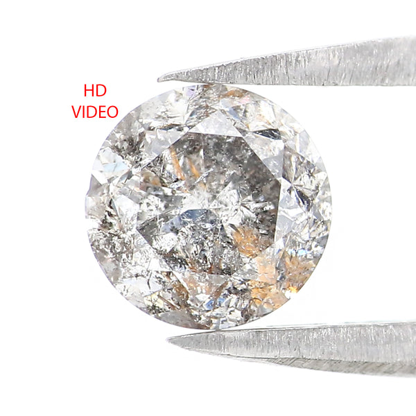 Natural Loose Round Salt And Pepper Diamond Black Grey Color 1.11 CT 6.14 MM Round Brilliant Cut Diamond KDL2606
