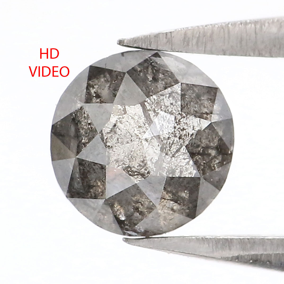 0.88 Ct Natural Loose Round Rose Cut Diamond Black Gray Color Diamond 5.60 MM Natural Loose Salt and Pepper Diamond Rose Cut Diamond QL2132