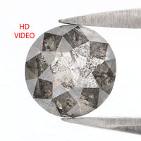 Natural Loose Rose Cut Salt And Pepper Diamond Black Grey Color 0.88 CT 5.60 MM Rose Cut Shape Diamond KDL2132